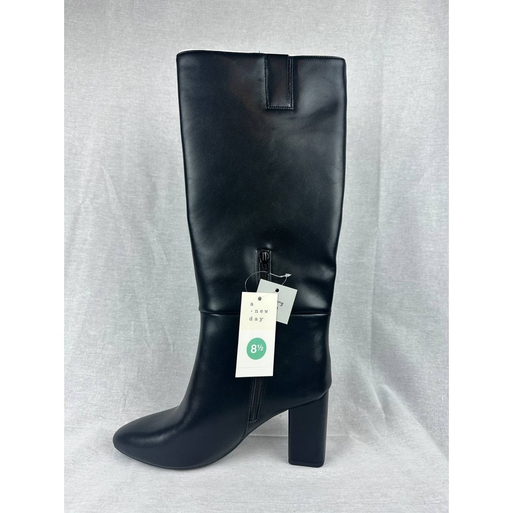 A New Day Womens Black Knee High Block Heel Dress Boots Size 8.5 NEW